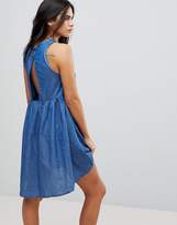 Thumbnail for your product : Lunik Denim Embroidered Swing Dress With Key Hole Back