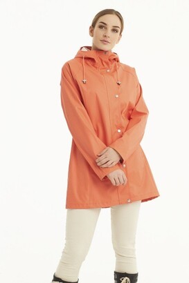 Ilse Jacobsen Light A- Line Mid Thigh Raincoat (87)- Orange