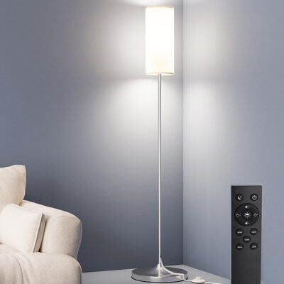 Ivy Bronx Led Floor Lamp For Living Room Dimmable Standing Lamps With Foot Switchremote Custom Color Temperature Pole Lamp With Lampshade