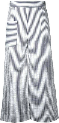 Eudon Choi striped cropped trousers - women - Cotton/Linen/Flax/Polyamide/Polyester - 8