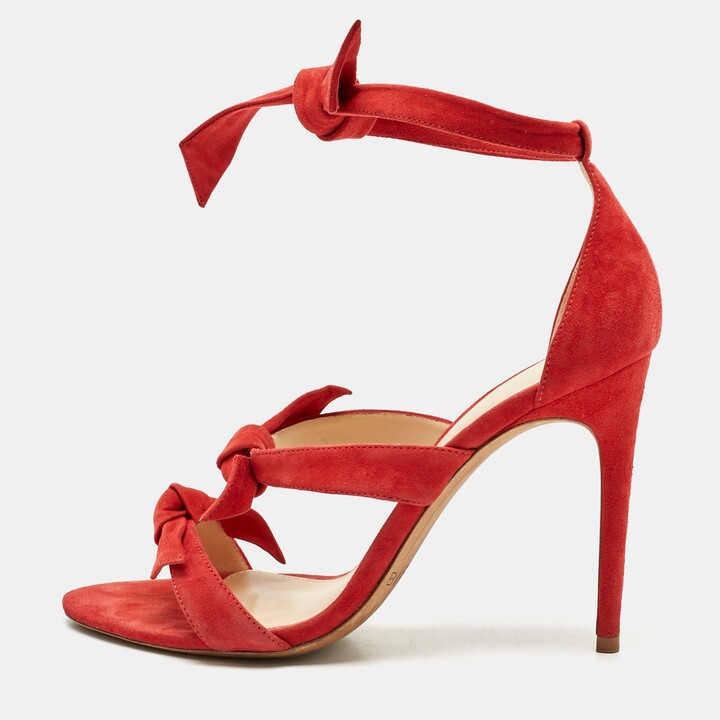 Alexandre Birman Red Suede Clarita Ankle Strap Sandals