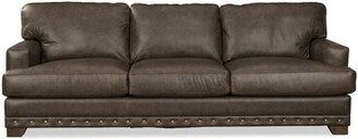 Wildon Home Demoss 100" Genuine Leather Recessed Arm Sofa