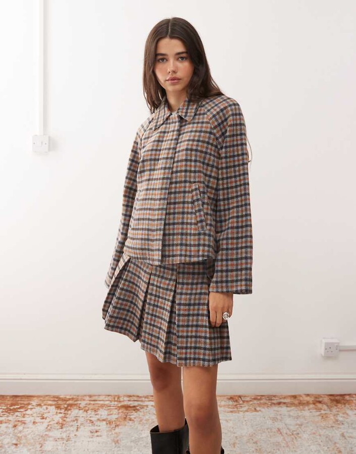 Reclaimed Vintage boxy harrington jacket in plaid - part of a set