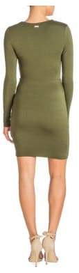 GUESS Samantha Knot Front Long Sleeve Bodycon Dress