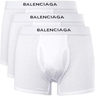 Balenciaga Three-Pack Ribbed Cotton Boxer Briefs
