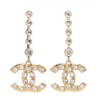 Chanel Cc Crystal Drop Earrings Gold - ShopStyle