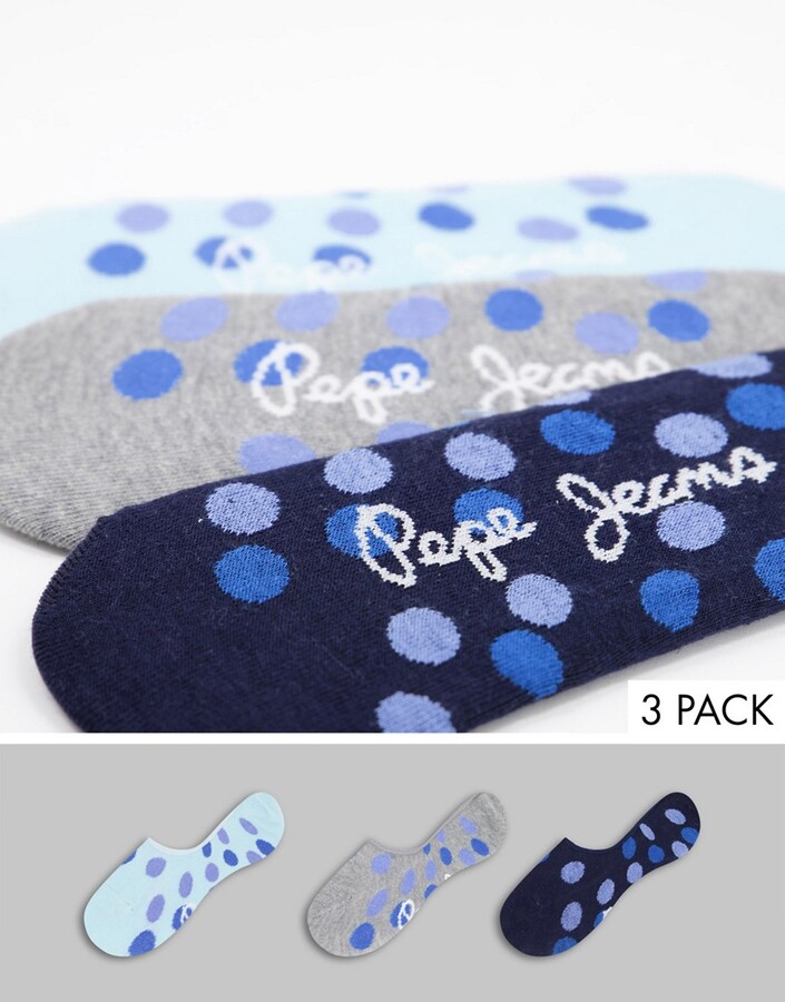 Pepe Jeans vania 3 pack invisible sneakers socks in navy gray and blue -  ShopStyle