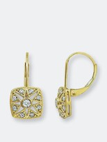 Lex & Lu 14k Yellow Gold & Rhodium & Textured Dangle Leverback Earrings LAL82760 