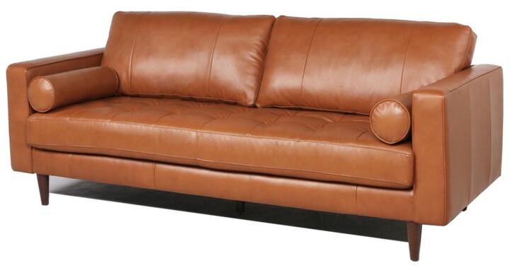 Nice Link Maebelle Leather Sofa With, Maebelle Leather Sofa With Tufted Seat And Back