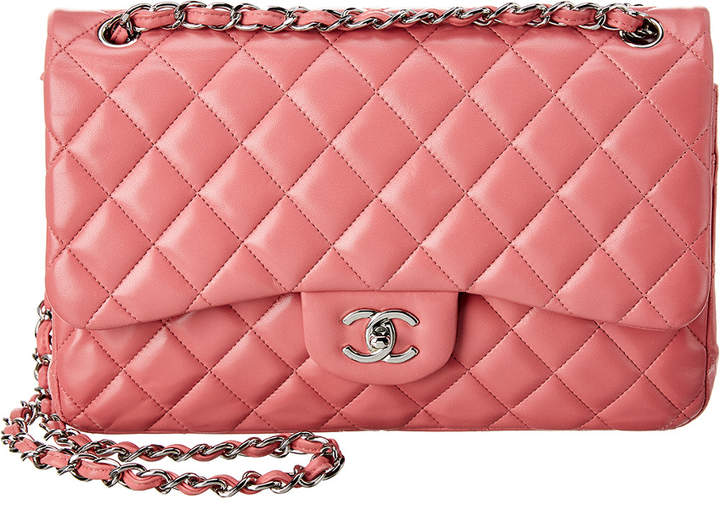Chanel Pink Quilted Lambskin Leather Jumbo Double Flap Bag