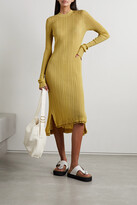 Thumbnail for your product : 3.1 Phillip Lim Ribbed Cotton-blend Voile Midi Dress - Pastel yellow