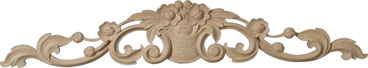 36 1/2"W x 6 1/4"H x 1"D Large Bradford Flower Basket Center with Scrolls, Rubberwood