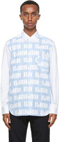 Thumbnail for your product : Comme des Garçons Homme White & Blue Striped Logo Pattern Shirt