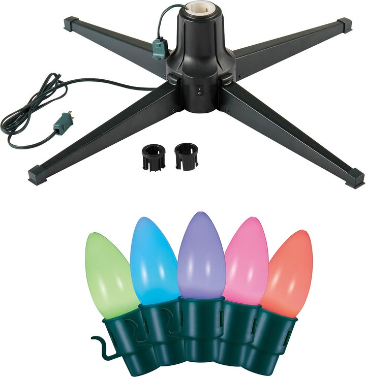 Home Heritage Rotating Christmas Tree Stand w/ Twinkly App Controlled