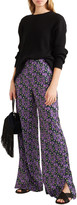 Thumbnail for your product : Lela Rose Floral-print Satin-twill Wide-leg Pants