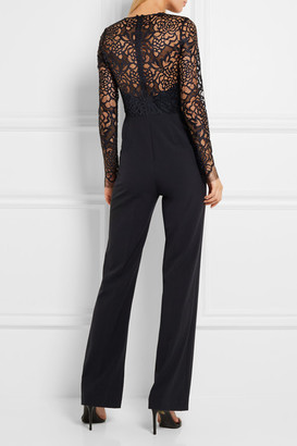 Michelle Mason - Lace And Stretch-crepe Jumpsuit - Navy