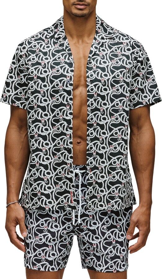 Psycho Bunny Cyrus Seersucker Button Front Shirt