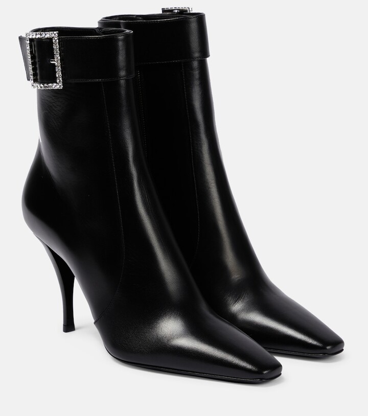 Saint Laurent Jill embellished leather ankle boots - ShopStyle