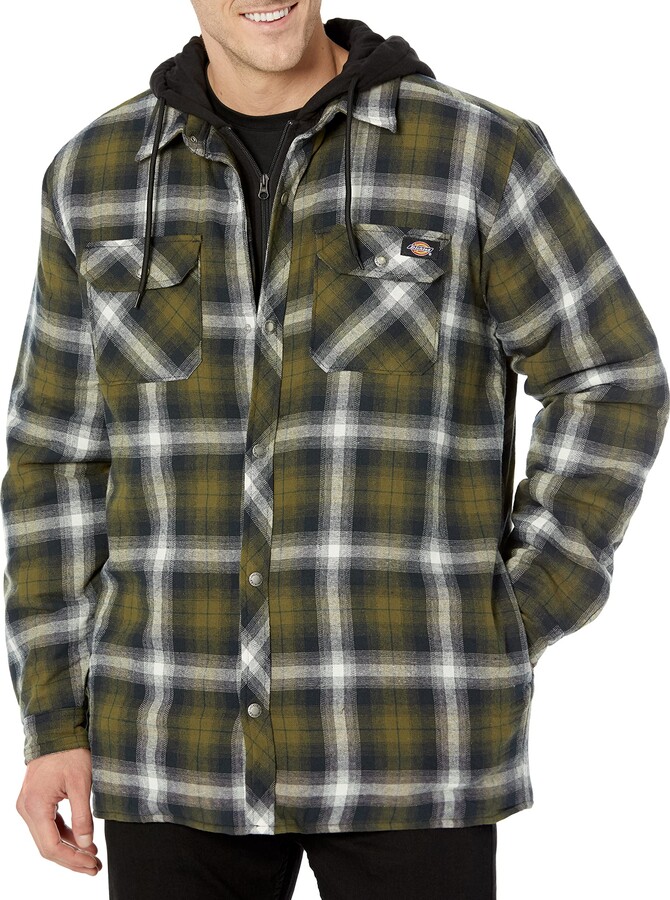 Dickies Men's Big & Tall Fleece Hooded Flannel Shirt Jacket with  Hydroshield - ShopStyle Outerwear