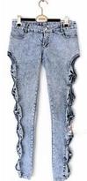 Thumbnail for your product : V.S. Apparel Brazilian Jeans Side Bow Cut Out Blue Denim Jeggings Trousers Juniors Size Medium-Large