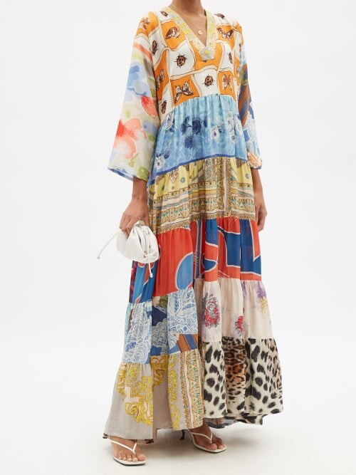 patchwork maxi dress