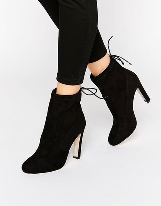 Glamorous Tie Back Heeled Ankle Boots