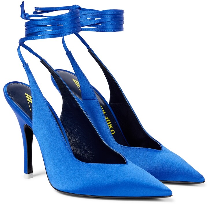 blue satin heels