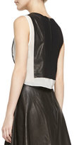 Thumbnail for your product : Alice + Olivia Sleeveless Combo Leather Crop-Top