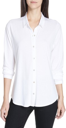 Eileen Fisher Organic Cotton Jersey Classic Collar Shirt