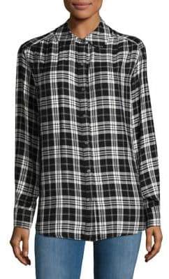 Lord & Taylor Lace-Up Back Plaid Shirt