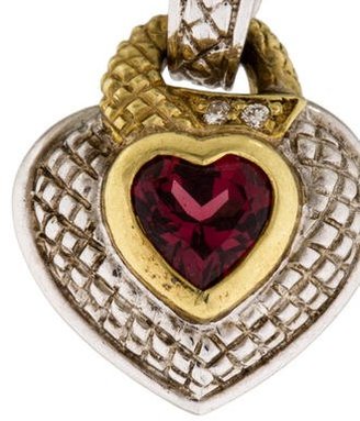 Judith Ripka Two-Tone Pink Tourmaline & Diamond Lovers Knot Heart Pendant