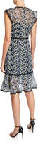 Thumbnail for your product : Elie Tahari Florance Floral Mesh V-Neck Sleeveless Flounce Dress