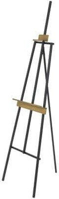 56.25" Black Metal Painter's Inspired 3-Tier Display Easel with Gold Accents By Ivory And Iris