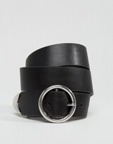 Thumbnail for your product : ASOS DESIGN tipped end circle buckle jeans belt in black
