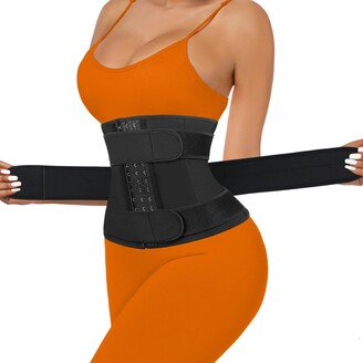 SHAPSHE Waist Trainer for Women Workout Waist Cincher Tummy Control Corset  Shapewear Sports Girdle with Zipper Beige