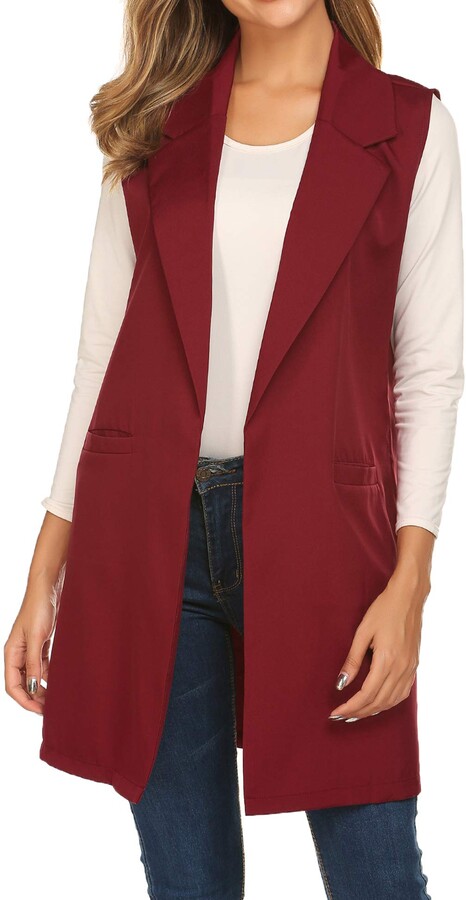 red sleeveless blazer