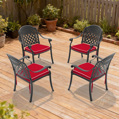 Wildon Home Space-saving Patio Dining Chairs, Aluminum Elegance For Outdoor Dining