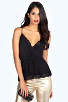 Thumbnail for your product : boohoo Brooke Eyelash Lace Cross Over Cami