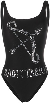 Alberta Ferretti Sagittarius embellished open back swimsuit