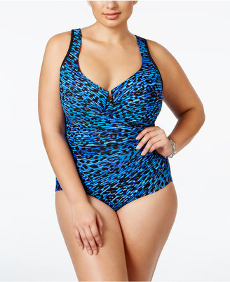 Miraclesuit Plus Size Purrfection Printed One-Piece Tummy-Control Swimsuit Women's Swimsuit