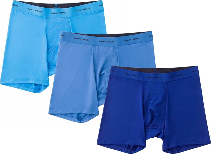 Pair of Thieves Men's Quick Dry Polyester Boxer Briefs – 3 Pack, Small, Blue