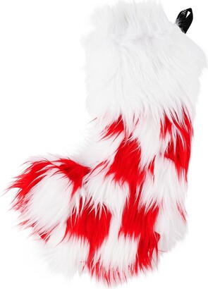 JIU JIE SSENSE Exclusive Red & White Faux Fur Stocking