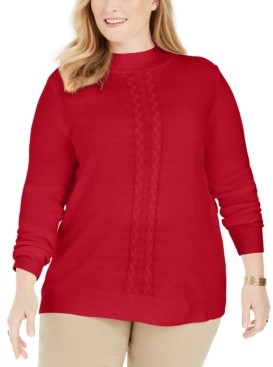 Karen Scott Plus Size Luxsoft Cable-Knit Sweater, Created for Macy's