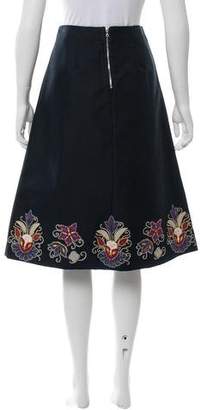 Suno Embroidered A-Line Skirt