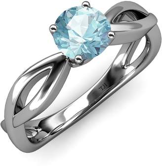 TriJewels Aquamarine Infinity Solitaire Engagement Ring 1.00 ct in 14K White Gold