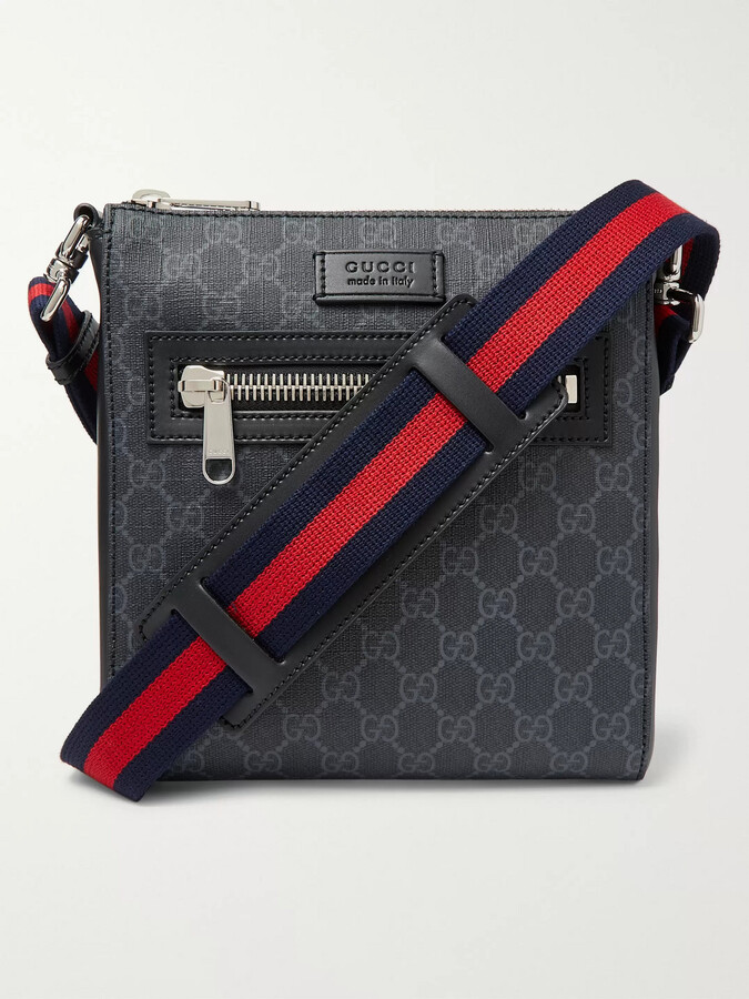 Gucci Leather-Trimmed Monogrammed Coated-Canvas Messenger Bag - ShopStyle