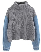 Thumbnail for your product : ChicNova Denim Split Joint High-necked Sweater