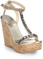 Thumbnail for your product : Jimmy Choo Naima Jeweled Cork Platform Wedge Sandals