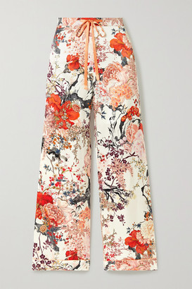 MENG Floral-print Silk-satin Pajama Pants - Ivory