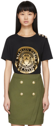 Balmain Black 3-Button Coin T-Shirt